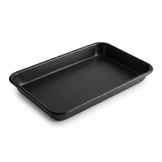 Eighth Size Non-Stick Aluminum Sheet Pan, Black, 19 Gauge Wire Rim, 6.5 x 9.5 Inch, Rectangle Bun Tray for Food Service