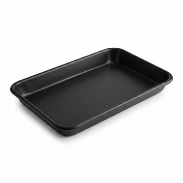 Eighth Size Non-Stick Aluminum Sheet Pan, Black, 19 Gauge Wire Rim, 6.5 x 9.5 Inch, Rectangle Bun Tray for Food Service