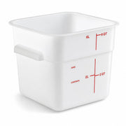 Glownary 6 Qt Square Food Storage Container, White Polyethylene, 8.75x8.75x7.31 Inches, with Measurement Guides, Stackable, Made in USA