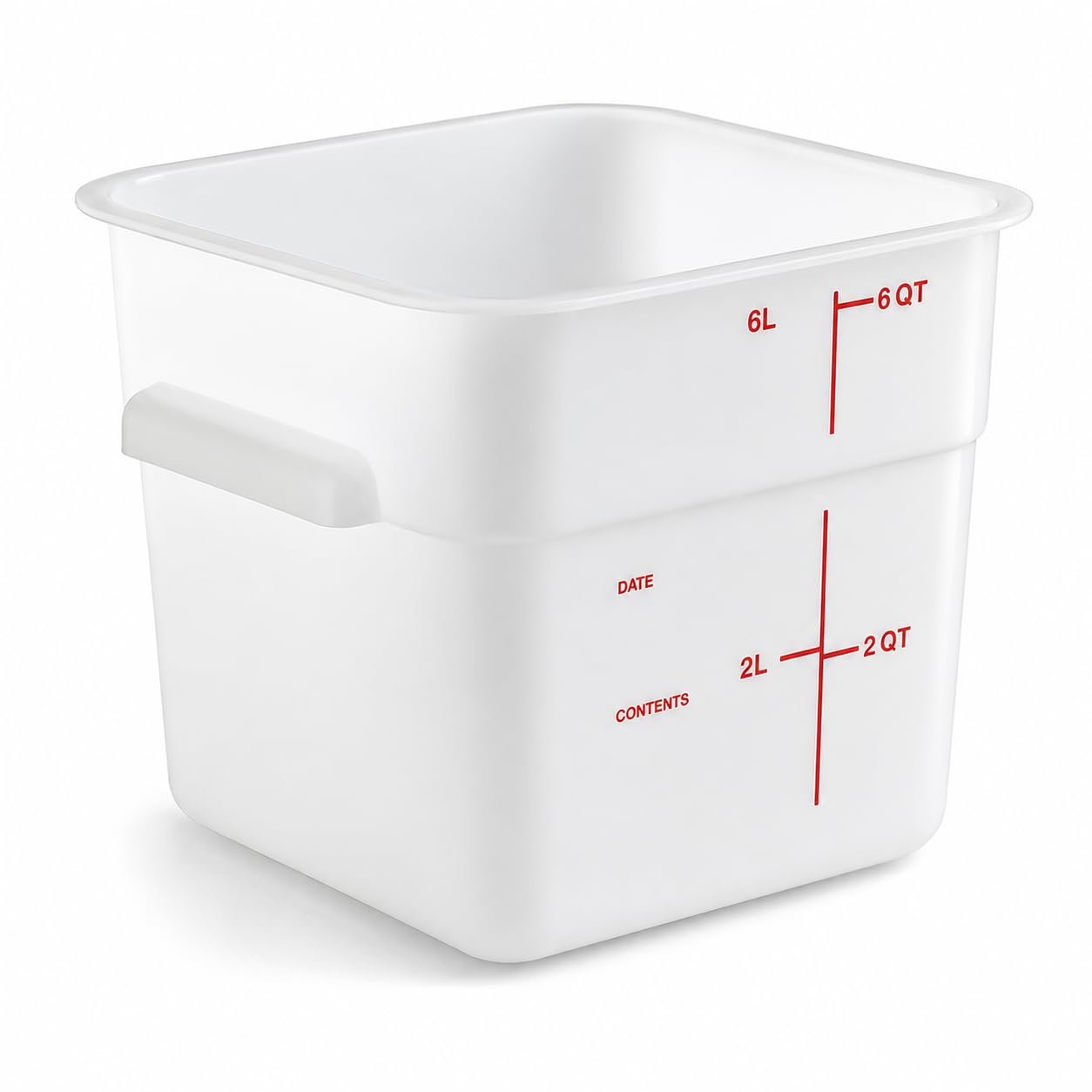 Glownary 6 Qt Square Food Storage Container, White Polyethylene, 8.75x8.75x7.31 Inches, with Measurement Guides, Stackable, Made in USA