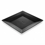 Glownary Square Black Plastic Plates, 8 Inch, BPA Free, Wide Rim, Polystyrene, for Events and Weddings, 10 Count Sample Pack