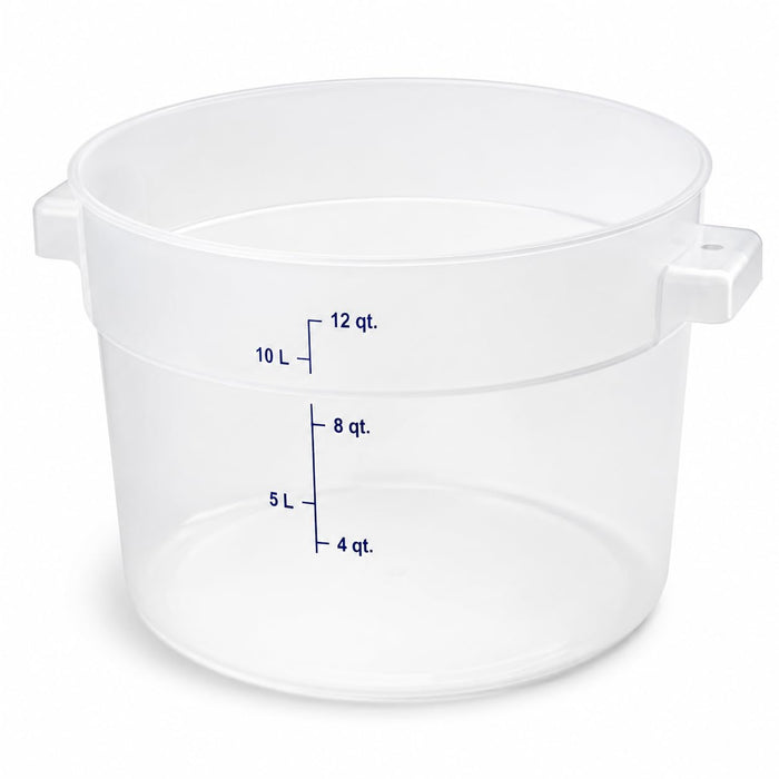 Glownary 12 Qt. Round Food Storage Container, Translucent Polypropylene, BPA Free, NSF Listed, with Measurement Guides, 8.3x12.2 Inches