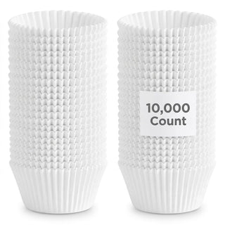 White Fluted Paper Baking Cups, Standard 2 oz Size, Oven Safe to 450F, Microwave and Freezer Safe, 10000 Count