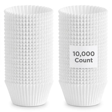 White Fluted Paper Baking Cups, Standard 2 oz Size, Oven Safe to 450F, Microwave and Freezer Safe, 10000 Count