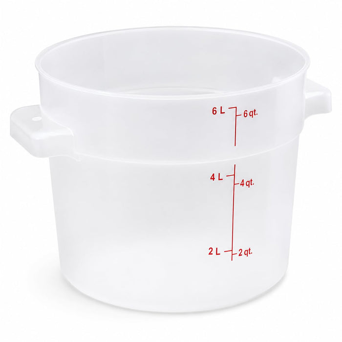 Glownary 6 Qt Round Food Storage Container, Translucent Polypropylene, Stackable with Measurement Guides, BPA Free, NSF Listed, 7.75 Inch Height