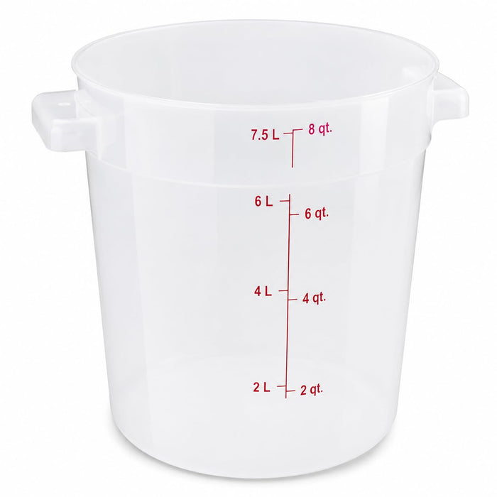Glownary 8 Qt Round Food Storage Container, Translucent Red Polypropylene, Stackable with Measurement Guides, BPA Free, NSF Listed, 10.75 Inch Height