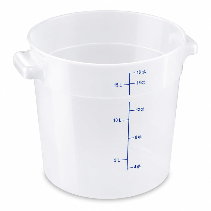 Glownary 18 Qt Round Food Storage Container, Translucent Polypropylene, Stackable with Measurement Guides, 11.875 x 12.375 Inch, NSF Listed, Commercial Grade