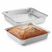 Glownary 8-Inch Square Aluminum Foil Cake Pans, Silver, Disposable Bakeware for Bakeries and Catering, Oven Safe, Kosher Certified, 500 Count