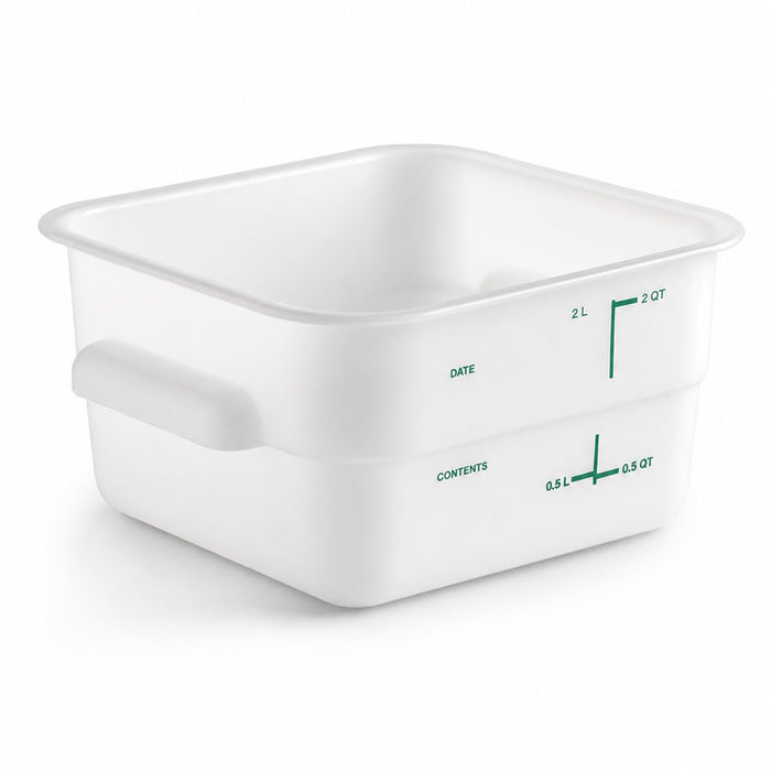 Glownary 2 Qt Square Food Storage Container, Polyethylene, Green/White, NSF Listed, BPA Free, with Measurement Guides, 7.1x7.1x3.8 Inches