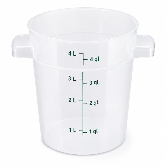 Glownary 4 Qt Round Food Storage Container, Translucent Green Polypropylene, with Handles and Measurement Guides, NSF Listed, BPA Free, 8.7x7.1 Inches