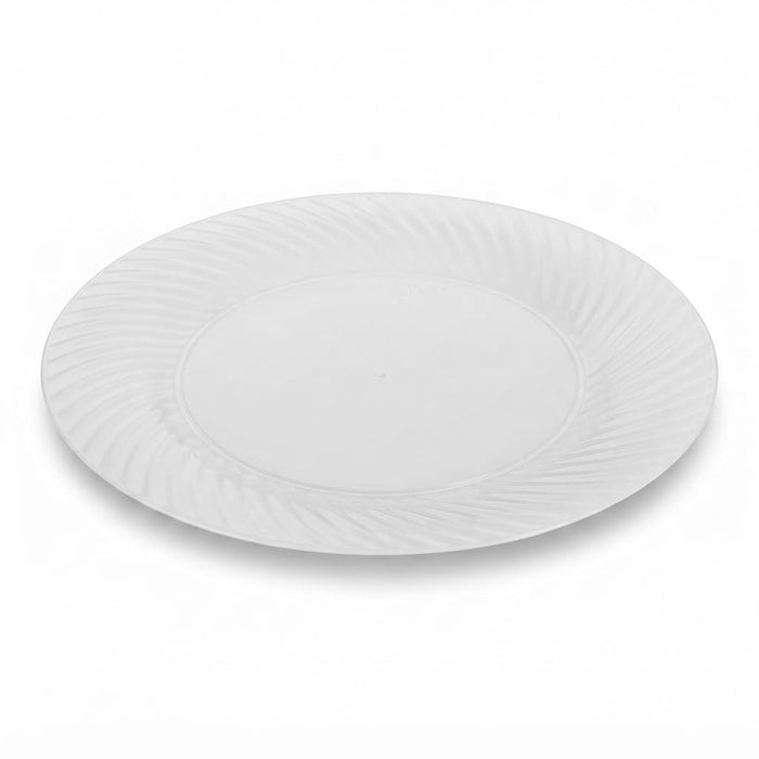 Glownary Wave 6-Inch White Plastic Plates, Round Polystyrene, Scalloped Edge, BPA Free, for Events and Weddings, 18 Count