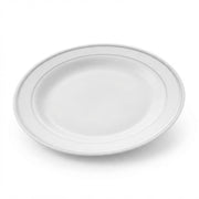 Glownary Halo White Plastic Plates with Silver Bands, 7.5 Inch Round, BPA Free Disposable Polystyrene, 15 Count, for Appetizers, Desserts and Events