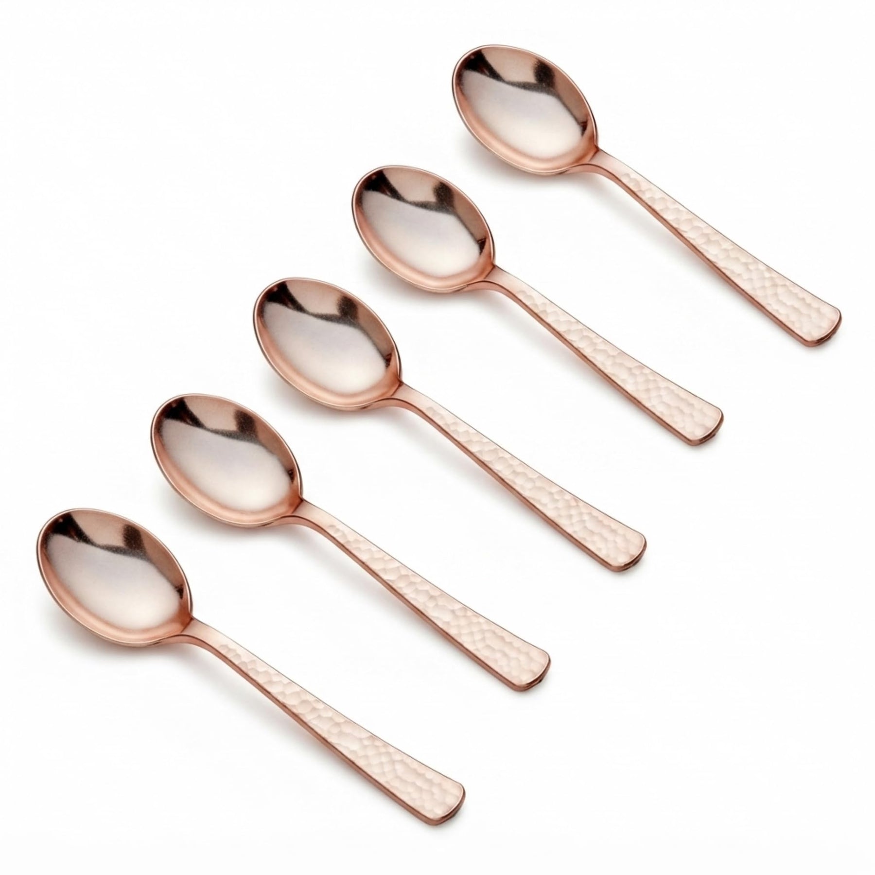 Glownary Heavy Weight Rose Gold Plastic Soup Spoons, 5 7/8 Inches, 400 Count, Recyclable, Metallic Finish
