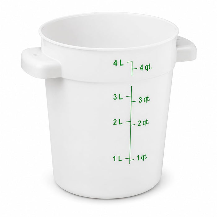 Glownary 4 Qt Round Food Storage Container, Green/White Polyethylene, BPA Free, NSF Listed, with Measurement Guides, Stackable, 8.7 x 7.1 Inches