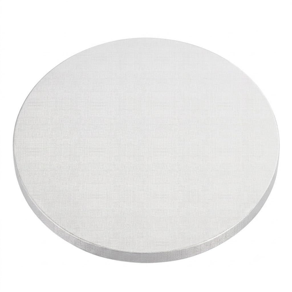 Glownary Professional Round Cake Drum, White Corrugated Cardboard, 14 Inch Diameter, 1/2 Inch Thick, Grease-Resistant Foil-Wrapped, Double Wall, 12 Pack
