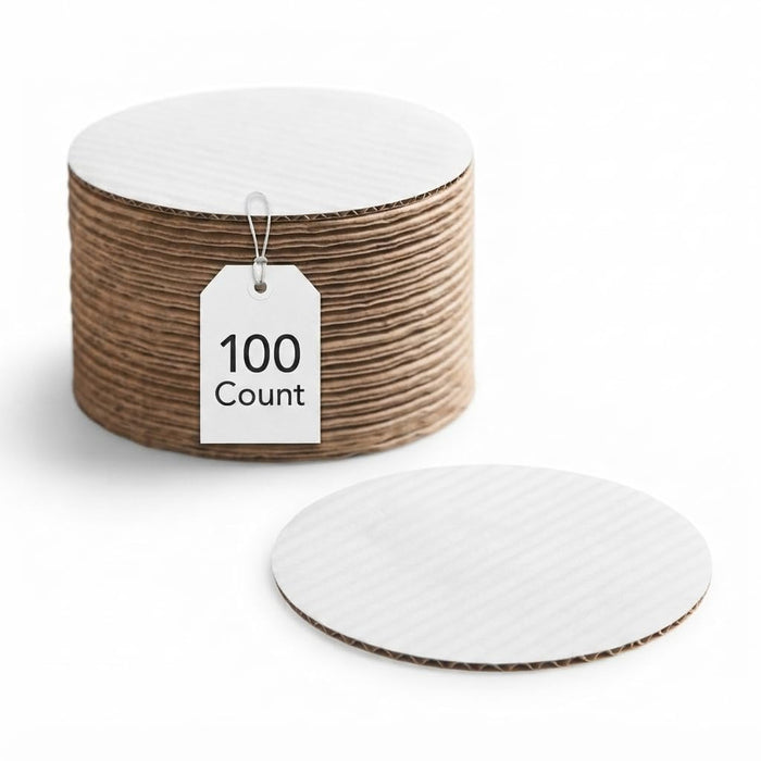 8 Inch White Corrugated Cake Circle, Grease-Resistant, Made in USA, Recyclable, Freezer Safe Cake Drum, 100 Count