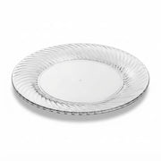 Glownary Wave Clear Plastic Plates, 7 Inch, Polystyrene, Round, Scalloped Edge, for Weddings and Events, BPA Free, 18 Count