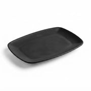 Glownary Coupe Black Rectangular Plastic Platter, 12.75 x 8.25 Inch, BPA Free, Disposable, for Catering and Events, 10 Count