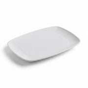 Glownary Coupe White Rectangular Plastic Platter, 12.75 x 8.25 Inch, BPA Free, Disposable, for Catering and Events, 10 Count Sample Pack
