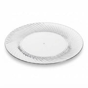 Glownary Wave 6 Inch Clear Plastic Plates, Round Polystyrene, Scalloped Edge, BPA Free, Disposable, for Weddings and Events, 18 Count