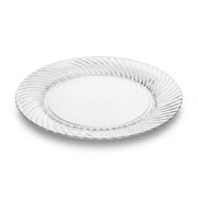 Glownary Wave 9 Inch Clear Plastic Plates, Round Polystyrene, Scalloped Edge, BPA Free, Disposable, for Weddings and Events, 18 Count