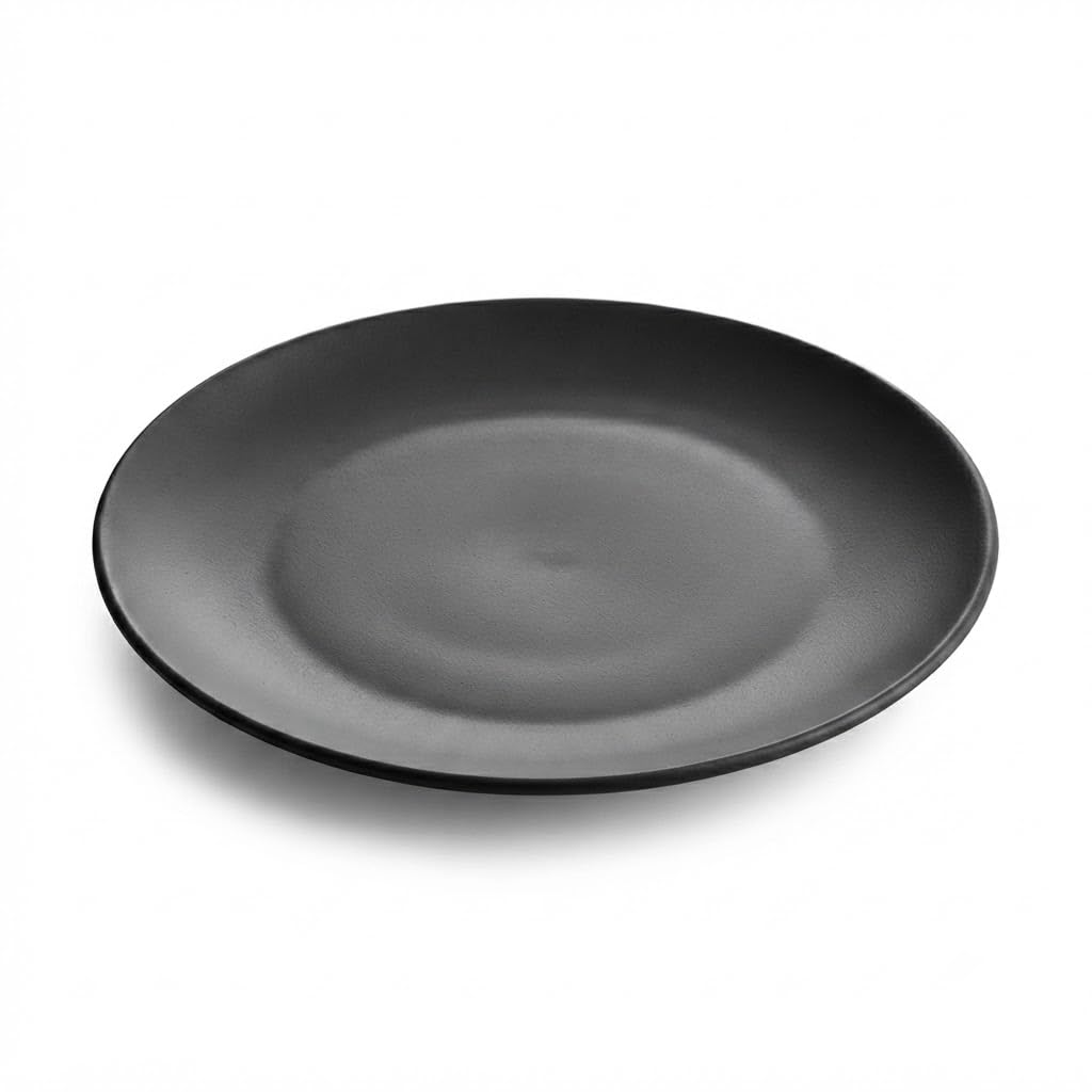 Glownary Coupe Round Plastic Plate, 10 Inch, Black, BPA Free, Disposable, for Events and Weddings, 12 Count