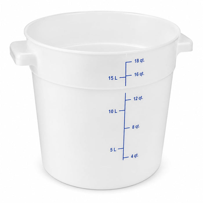 Glownary 18 Qt Round Polyethylene Food Storage Container, Blue/White, with Measurement Guides, Stackable, NSF Listed, BPA Free, 11.87 x 12.37 Inches