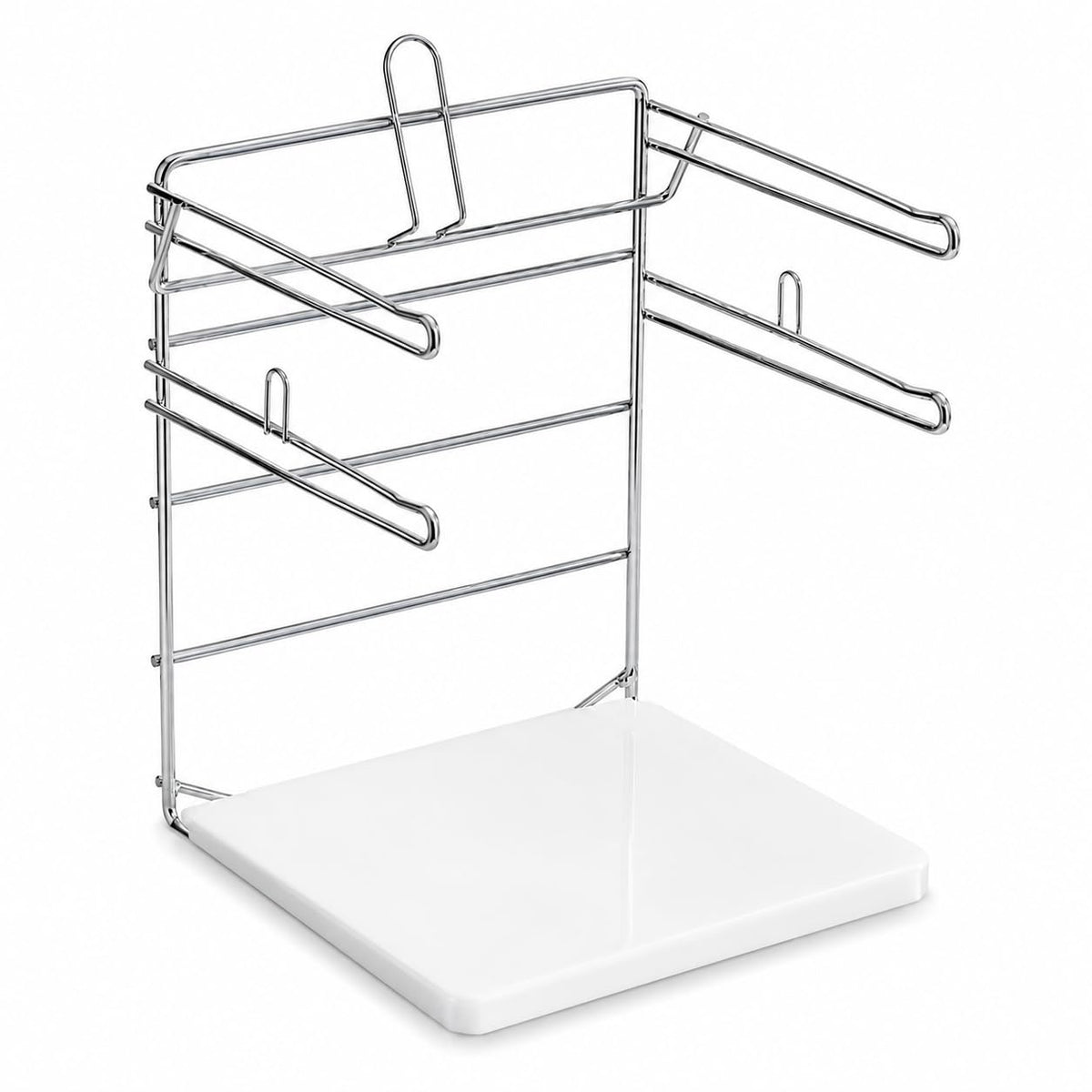 Standard Chrome T-Shirt Bag Rack, Silver Plastic Stand, 12 x 12 x 15.5 Inches, Hanging Hole Feature