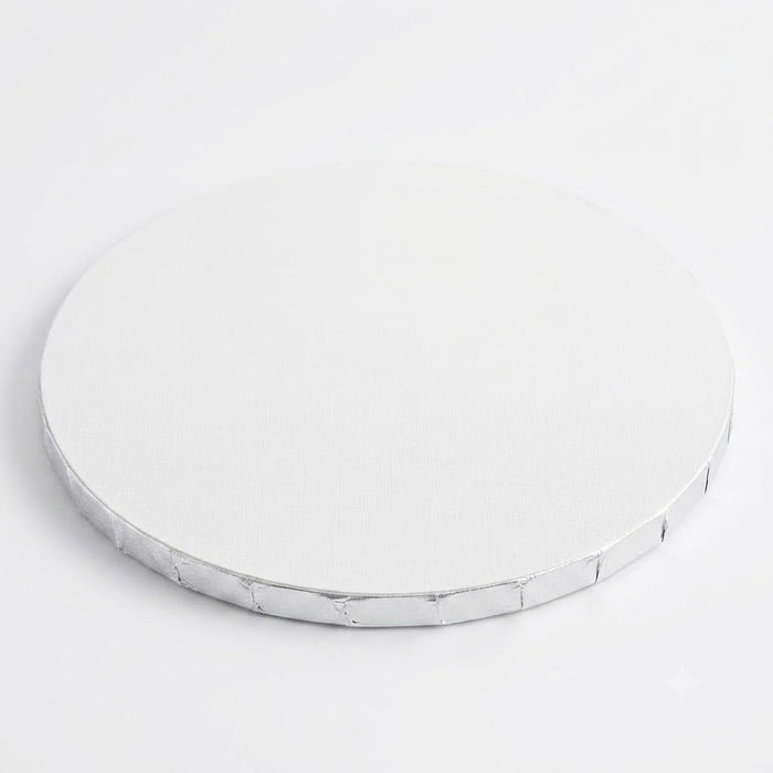 16 Inch Round White Cake Drum, 1/2 Inch Thick Corrugated Cardboard, Grease-Resistant, Double Wall, Embossed, 12 per Case