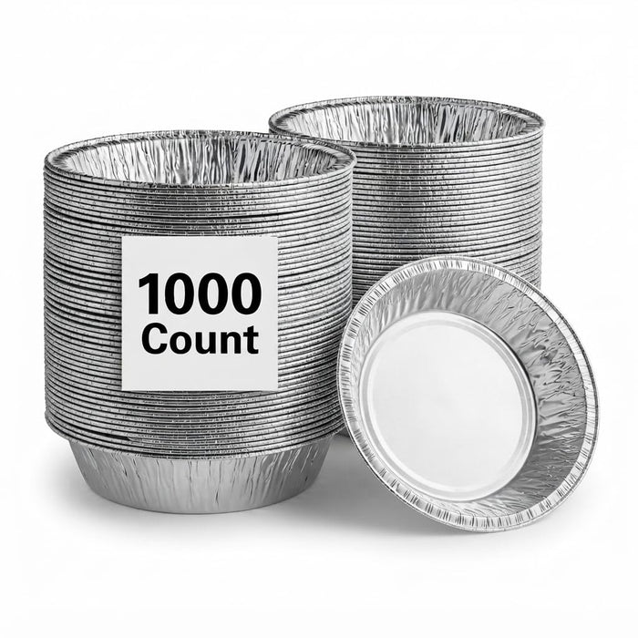 Glownary Extra Deep Aluminum Foil Pie Pan Silver, 45 Gauge, Round, Freezer and Oven Safe, 1000 Count Case