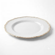 Glownary Heirloom Round Plastic Plates, 9 Inch, White with Gold Vintage Rim, BPA Free, for Weddings and Events, 12 Count