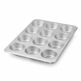 Glownary 12-Cup Jumbo Muffin Pan, Aluminized Steel, Silver, 13.5 x 18 Inch, Glazed Silicone Coating, Commercial Grade Pecan Roll Baking Pan