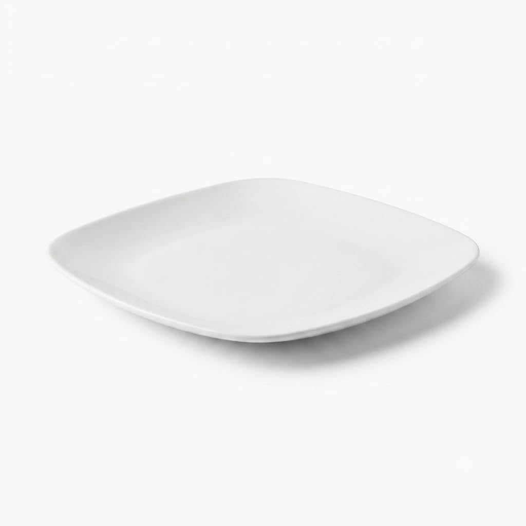 Glownary Square Plastic Dinner Plates, 10 Inch White Coupe, BPA-Free Disposable, 10 Count, for Events and Weddings