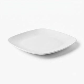 Glownary Square Plastic Dinner Plates, 10 Inch White Coupe, BPA-Free Disposable, 10 Count, for Events and Weddings