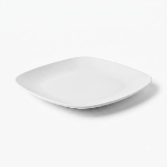 Glownary Square Plastic Dinner Plates, 10 Inch White Coupe, BPA-Free Disposable, 10 Count, for Events and Weddings