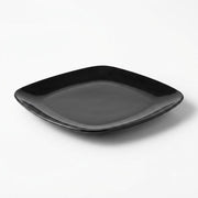 Glownary Square Plastic Dinner Plates, 10 Inch Black Coupe, BPA Free, Disposable, for Events and Weddings, 10 Count