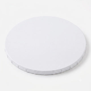 10 Inch Round White Cake Drum, 1/2 Inch Thick Corrugated Cardboard, Grease-Resistant, Foil-Wrapped, Double Wall, 12 per Case