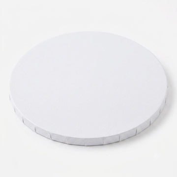 10 Inch Round White Cake Drum, 1/2 Inch Thick Corrugated Cardboard, Grease-Resistant, Foil-Wrapped, Double Wall, 12 per Case