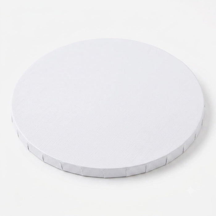 10 Inch Round White Cake Drum, 1/2 Inch Thick Corrugated Cardboard, Grease-Resistant, Foil-Wrapped, Double Wall, 12 per Case