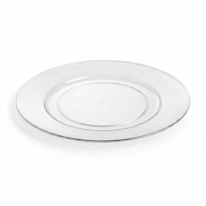 Glownary Coupe Round Plastic Plates, Clear, 10 Inch, BPA Free, Disposable, for Events and Weddings, 12 Count