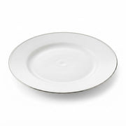 Glownary Coupe Dynasty 6 Inch White Round Plastic Plates with Silver Band, Disposable, BPA Free, for Events and Weddings, 15 Count Sample