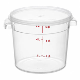 Glownary 6 Qt Round Food Storage Container with Lid, Translucent Polypropylene, 12 Pack, Commercial Grade, NSF Listed, Stackable, Dishwasher Safe, 7.75 Inch Height