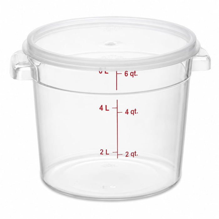 Glownary 6 Qt Round Food Storage Container with Lid, Translucent Polypropylene, 12 Pack, Commercial Grade, NSF Listed, Stackable, Dishwasher Safe, 7.75 Inch Height