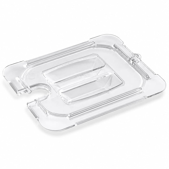 Glownary 1/6 Size Clear Polycarbonate Food Pan Lid with Notch and Handle, 6.75 x 6.38 Inches, NSF Listed, Stackable, Dishwasher Safe, 6 Count