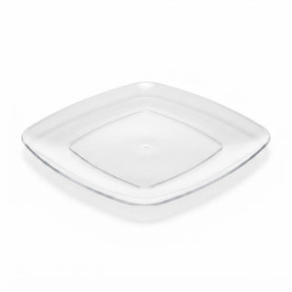 Glownary Square Plastic Plates, 10 Inch Clear Coupe Dinner Plates, BPA Free, Disposable, for Events and Weddings, 10 Count