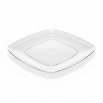 Glownary Square Plastic Plates, 10 Inch Clear Coupe Dinner Plates, BPA Free, Disposable, for Events and Weddings, 10 Count