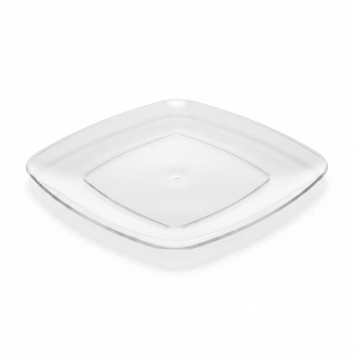 Glownary Square Plastic Plates, 10 Inch Clear Coupe Dinner Plates, BPA Free, Disposable, for Events and Weddings, 10 Count