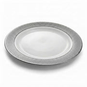 Glownary Lattice White Plastic Plates, 7.5 Inch, Silver Design, BPA Free, Disposable, for Events and Weddings, 15 Count