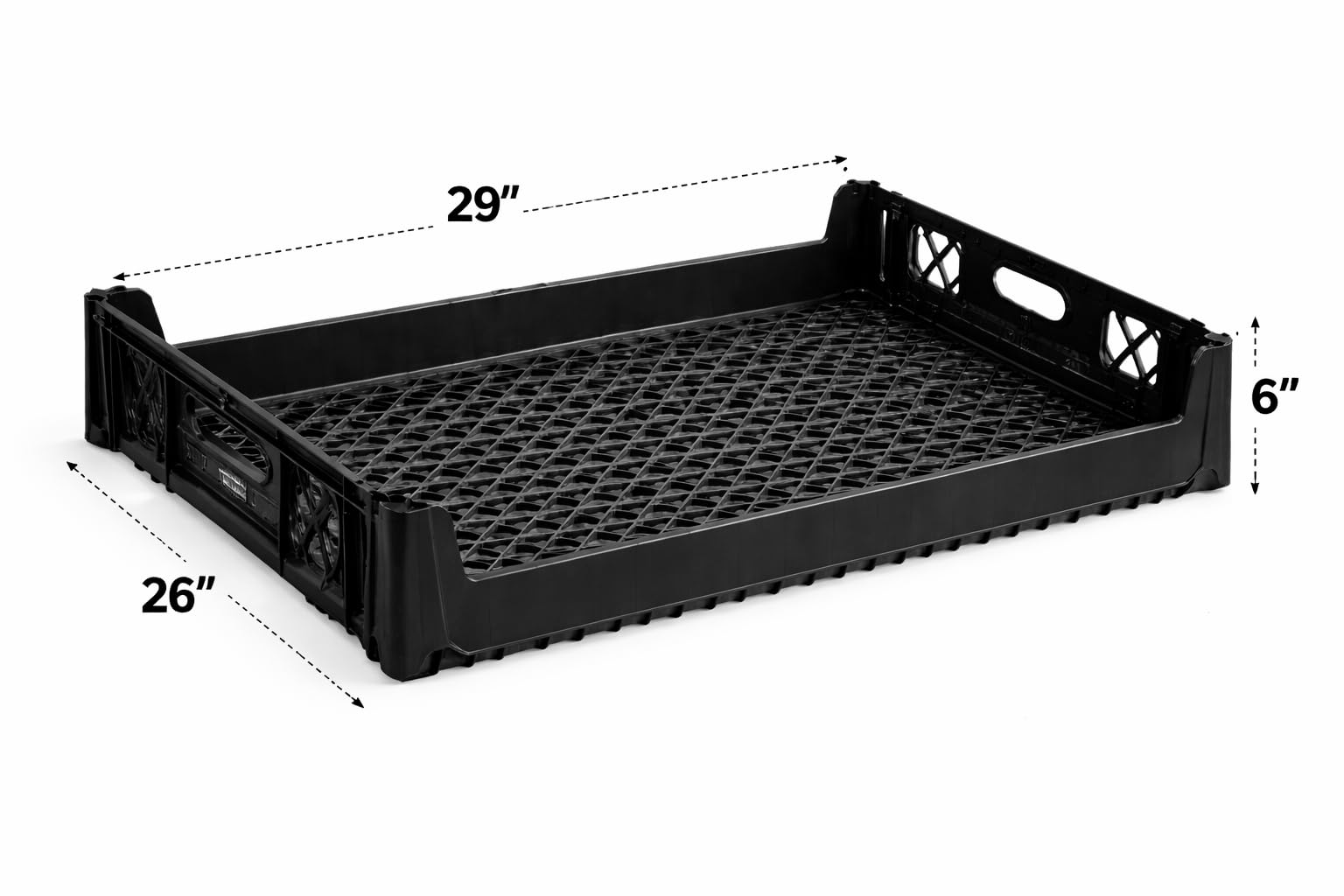 Glownary [4-Pack] Black Plastic Bread Tray, 29 x 26 x 6 Inches, 12-Loaf Capacity, Stackable with Reinforced Corners, Dual Handles for Commercial Bakery view 2