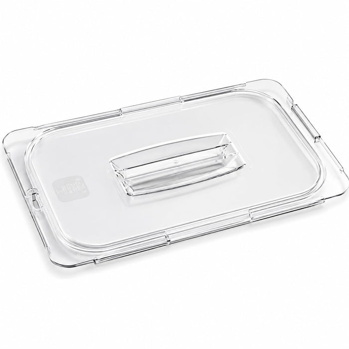 [6 PACK] 1/2 Size Clear Polycarbonate Food Pan Lid with Handle, Rectangle Shape, NSF Listed, 12.75 x 10.375 Inches, Stackable, Dishwasher Safe
